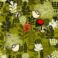 Birds and flowers seamless pattern N3
