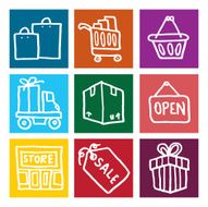 Block icon doodle set - shopping and retail