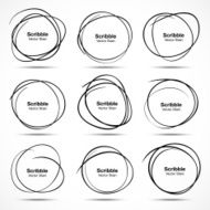 Set of 9 Hand Drawn Scribble Circles N3