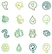 Recycling and nature doodle icon set