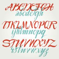 The alphabet in calligraphy brush