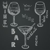 Sketched wine glasses