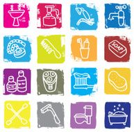 Bathroom things block icon set