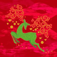 Elegant Christmas Reindeer on Red