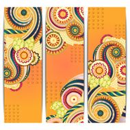 Ethnic Indian Pattern Cards With Paisley Doodles and Cucumbers N4