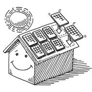 Home Solar Panel Roof Sun Energy Drawing