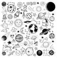 Set of planets icon hand drawn vector illustration N10