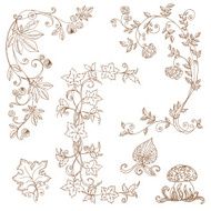 Vector set of decorative Autumn branches N4