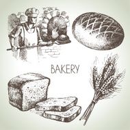 Bakery sketch icon set N3
