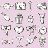 Valentines day icons design elements