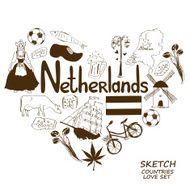 Netherlands symbols in heart shape concept N2