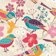 Seamless floral pattern with birds N23