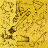 kitchen items with calligraphy