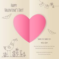 Valentine&#039;s card with heart and hand drawing N4