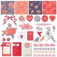 Scrapbook Design Elements - Vintage Roses and Birds N3