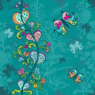 Hand-drawn seamless pattern in blue
