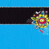 hand draw flowers on blue grunge wooden background
