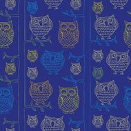seamless pattern with doodle owls N2