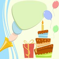 Birthday card with cake and gift box