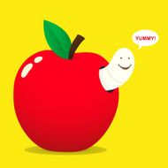 maggot and apple - vector