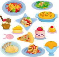 cartoon Italian food icon set