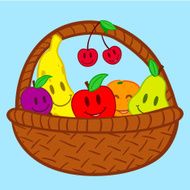 Fruits in basket doodle face smile
