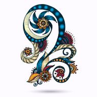 Henna Paisley Mehndi Doodles Design Element N16