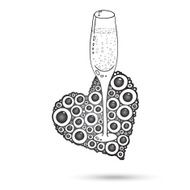Wine Glass With The Doodle Circular Pattern Grunge Background N9