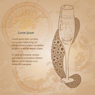 Wine Glass With The Doodle Circular Pattern Grunge Background N10
