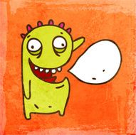Monster With Speech Bubble on Grunge Background N2