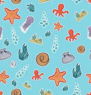 vector seamless pattern background Underwater and Marine World