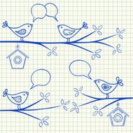 Birds on a tree drawing N2