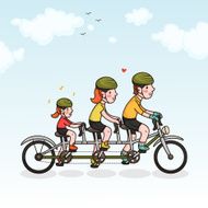 Family cycling parents and daughter N2