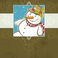 brown christmas background with snowman