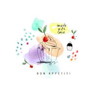 Watercolor card with cupcake Isolated on a white background Vector N2