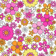 Groovy Flowers Seamless Pattern Vector Background