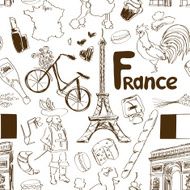 Sketch France seamless pattern N2