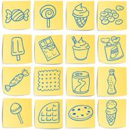 Doodle memo icon set - Snacks