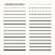 Hand drawn line border set scribble design element Doodle brushes