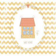 Sweet home illustration with a wreath and cute house N13