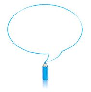 Blue Pencil Drawing Oval Speech Balloon