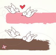 Hand drawn love birds banner