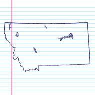 Vector Sketchy Map on White Lined Paper Background Montana