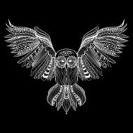 Zentangle stylized Owl Hand Drawn vector illustration isolated