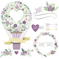 Vintage Floral Hot Air Balloon-Illustration