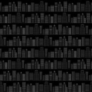 Seamless pattern of line skyscrapers Black and white N7