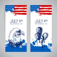 Banners of 4th July backgrounds with American flag N2