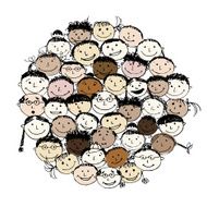 Crowd of funny peoples sketch for your design N3
