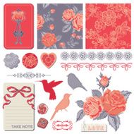 Scrapbook Design Elements - Vintage Roses and Birds N4