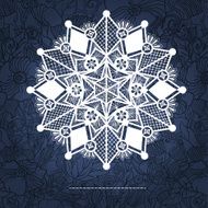 Ornamental winter hand-drawn lace snowflake